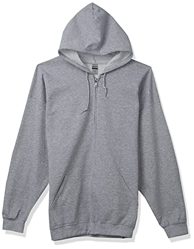 Gildan Adult Fleece Zip Hoodie Sweatshirt, Style G18600, Sport Grey, Medium