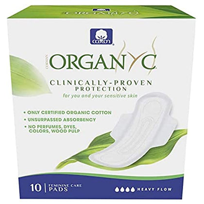 Organyc - 100% Certified Organic Cotton Feminine Pads - Heavy Flow, 10 Count (Pack of 1) (B003ART1JG)