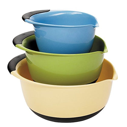 OXO Plastic Good Grips 3-Piece Mixing Bowl Set - Assorted Colors, Blue/Green/Yellow