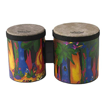 Remo KD-5400-01 Kids Percussion Bongo Drum - Fabric Rain Forest, 5