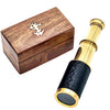 Mythrojan Mini Pirate Spyglass Telescope Brass Collapsible Hand Telescope with Wooden Box Small Vintage Telescope Pirate Decore Brass Decorative Telescope 6''