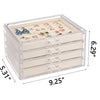 Weiai Acrylic Jewelry Organizer, Clear Jewelry Box with 4 Drawers, Jewelry Case Storage for Women (Beige)