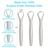 Metal Tounge Scraper Cleaner Silver - Tongue Scraper Surgical Grade Pro Stainless Steel (Pack of 3) - Tough Cleaner for Adults, Kids, Men & Women - Raspador de Lengua - Limpiador de Lengua