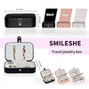 Smileshe Jewelry Box, PU Leather Small Portable Travel Case, 2 Layers Organizer Display Storage Holder Boxes for Rings, Earrings, Necklaces, Bracelets