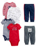 Simple Joys by Carter's Baby Boys' 6-Piece Bodysuits (Short and Long Sleeve) and Pants Set, Multicolor/Bear/Dogs/Stripe/Text Print, 3-6 Months