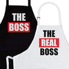 Nomsum The Boss & The Real Boss 2-piece 1-size Matching Kitchen Apron for His and Hers, Unique Gift Ideas for Couples, Kitchen Aprons Gift Set for Weddings, Anniversaries, Engagements, & Housewarmings