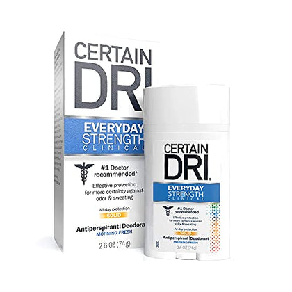 Certain Dri Everyday Strength Clinical Antiperspirant Solid Deodorant, Hyperhidrosis Treatment for Men & Women, Morning Fresh, 2.6oz, 1 Pack