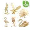 Hands Craft DIY 3D Wooden Puzzle - 6 Assorted Bird Animals Bundle Pack Set Brain Teaser Puzzles Educational STEM Toy Adults and Kids to Build Safe and Non-Toxic Easy Punch Out Premium Wood JP2B4