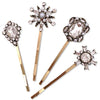 4PCS Vintage Rhinestone Pearl Bobby Pins Decorative Hair Slides Clips Accessories Women