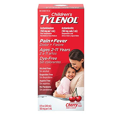 Tylenol Childrens Oral Suspension, Dye-Free, Cherry Flavor, 8 Fl. Oz