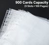 HERKKA Trading Card Sleeve Pages, 100 Pack 9 Pocket Album Pages 11 Holes Fit 3 Ring Binder