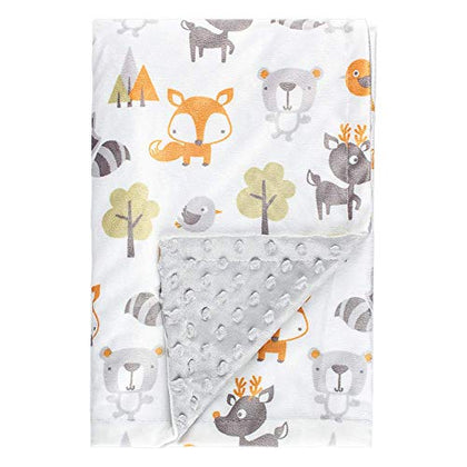 Soft Plush Fox Minky Baby Blanket for Boys Girls Nursery Unisex with Print Animal Pattern Double Layer Dotted Backing Bed Throws for Baby Crib Receiving for Newborns 30 x 40 Inch Toddler