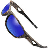 MOTELAN Polarized Outdoor Sports Sunglasses Tr90 Camo Frame for Men Women Driving Fishing Hunting Reduce Glare (Black Blue)