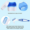 2 Denture Bath Cases Denture Cups with 2 Denture Cleaner Brushes Denture Boxes Dentures Container with Basket Denture Holder Brush Retainer Case for Travel Retainer Cleaning (Blue, Red, Purple)