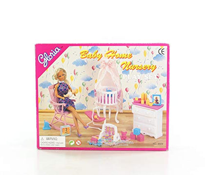 Gloria Dollhouse Furniture - Baby Home Nursery Playset