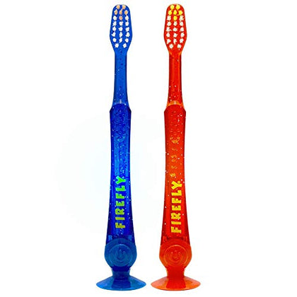 Firefly Light-Up Timer Kids Toothbrush with Suction Cup, Soft - 2 Count (Pack of 1), Assorted