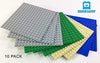 Brick Loot 10 Pack Compatible 5 X 5 inches Baseplates 16 x 16 Studs 16x16 - Variety Base Plate Pack Includes: Grey Green Blue and Tan, 100% fits Lego