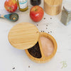 Totally Bamboo Salt Keeper Duet Salt and Pepper Bowl, Salt Cellar and Storage Box with Two Compartments, Magnetic Swivel Lid