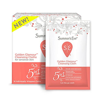 Summer's Eve Golden Glamour Daily Refreshing Feminine Wipes, Removes Odor, pH balanced, 16 Count