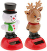 Taotenish 2pcs Solar Powered Toys Christmas Solar Toys Dancing Ornaments Snowman/Elk Xmas Nodding Solar Toys for Home/Office/Car/Window Ornaments