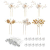 38 Pack Women Wedding Bridal Bride Hair Clips Side Combs Gold Decorative Bobby Pins Barrettes Vines Party Prom Headpiece Hairstyle Accessories Vintage Crystal Rhinestone Pearl Flower Ivory Silver Gold