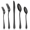 Black Silverware Set, LIANYU 20 Piece Stainless Steel Flatware Cutlery Set for 4, Mirror Finish, Dishwasher Safe