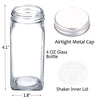 SWOMMOLY 25 Glass Spice Jars with 703 Spice Labels, Chalk Marker and Funnel Complete Set. 25 Square Glass Jars 4OZ, Airtight Cap, Pour/sift Shaker Lid