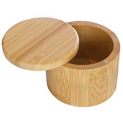 Totally Bamboo Salt Cellar Bamboo Storage Box with Magnetic Swivel Lid, 6 Ounce Capacity