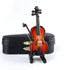 Dselvgvu Wooden Miniature Violin with Stand,Bow and Case Mini Musical Instrument Miniature Dollhouse Model Home Decoration (3.15