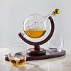 Whiskey Decanter Globe Set with 2 Etched Whiskey Glasses - for Liquor Scotch Bourbon Vodka, Gifts For Men - 850ml