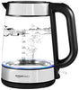 Amazon Basics Electric Glass and Steel Hot Tea Water Kettle, 1.7-Liter, Black and Sliver