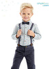 Simple Joys by Carter's Toddler Boys' 4-piece Special Occasion Bow-tie and Suspender Pants Set, Charcoal/Green Grey Checked/Navy Dots, 3T