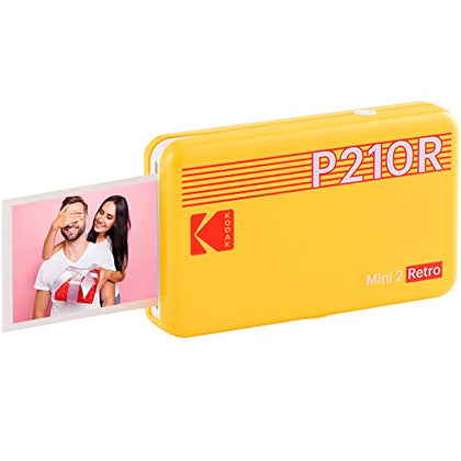 KODAK Mini 2 Retro 4PASS Portable Photo Printer (2.1x3.4 inches) + 8 Sheets, Yellow