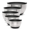 priority chef premium mixing bowls with lids set, airtight lids, thicker stainless steel mixing bowl set, large prep metal bowls with lids, nesting bowls for kitchen, 1.5/2/3/4/5 qrt, black used-like new