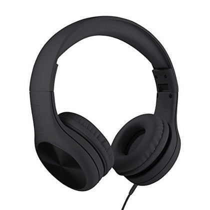 LilGadgets Connect+ Pro Kids Headphones Black Headphones - Designed with Kids' Comfort in Mind, Foldable Over-Ear Headset with in-line Microphone, Audiofones, Auriculares, Black