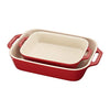 STAUB Ceramics Rectangular Baking Dish Set, 2 pc, Cherry