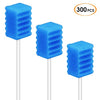 300 Pcs Oral Swabs-Unflavored & Sterile Disposable Dental Swabsticks for Mouth Cleaning- Individually Wrapped (Dental Blue)