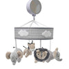 Lambs & Ivy Jungle Safari Musical Baby Crib Mobile - Gray, Beige, White, Animals