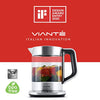 Vianté Hot Tea Maker Electric Glass Kettle with tea infuser and temperature control. Automatic Shut off. Brewing Programs for your favorite teas and Coffee.