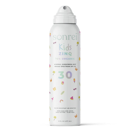 Sonrei Kids ZinQ Organic Mineral Mist Sunscreen | SPF 30, Broad Spectrum, Water-Resistant | Vegan, Reef Safe, Eco-friendly (6 Fl Oz (Pack of 1))