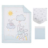 Disney Winnie The Pooh Hello Sunshine Multi-Colored Rainbow, Yellow Sun & Blue Clouds 3Piece Nursery Crib Bedding Set - Comforter, Fitted Crib Sheet & Crib Skirt, Aqua, Yellow, Orange, White