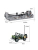 General Jim's Military Brick Building Set - WW2 Landing Craft Building Blocks Model Set Comes with Jeep for Military Enthusiast, Teens and Adults