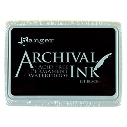 Ranger Archival Ink Pad, Jet Black - Permanent, Waterproof, Acid-Free, Non-Toxic - Wont Bleed or Smudge - Provides Vivid and Crisp Stamping Results - Air Dry on Matte and Heat Set on Glossy Surfaces