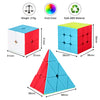 ROXENDA Speed Cube Set, Magic Cube Set of 2x2x2 3x3x3 Pyramid Cube Smooth Puzzle Cube (Stickerless)