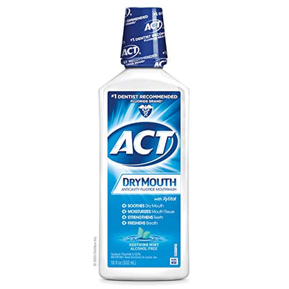 ACT Dry Mouth Anticavity Zero Alcohol Fluoride Mouthwash 18 fl. oz. Soothing Mint