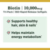 Nature's Bounty Biotin 10,000mcg, Supports Beautiful Hair, Glowing Skin and Healthy Nails, Rapid Release Softgels, 120 Count (Pack of 3)