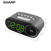 SHARP Digital Easy to Read Alarm Clock with 2 AMP High-Speed USB Charging Power Port - Charge Your Phone, Tablet with a high Speed Charge! Simple, Easy to Use Operation, Black - Green LEDs