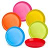 PLASKIDY Kids Plates Set of 12 Toddler Plastic Plates - BPA FREE Microwave and Dishwasher Safe Reusable Plastic Children's Plates Brightly Colored 7 Inch Dinner Plates