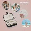 Smileshe Jewelry Box, PU Leather Small Portable Travel Case, 2 Layers Organizer Display Storage Holder Boxes for Rings, Earrings, Necklaces, Bracelets