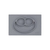 ezpz Happy Mat (Gray) New Version - 100% Silicone Suction Plate with Built-in Placemat for Toddlers + Preschoolers - Divided Plate - Dishwasher Safe